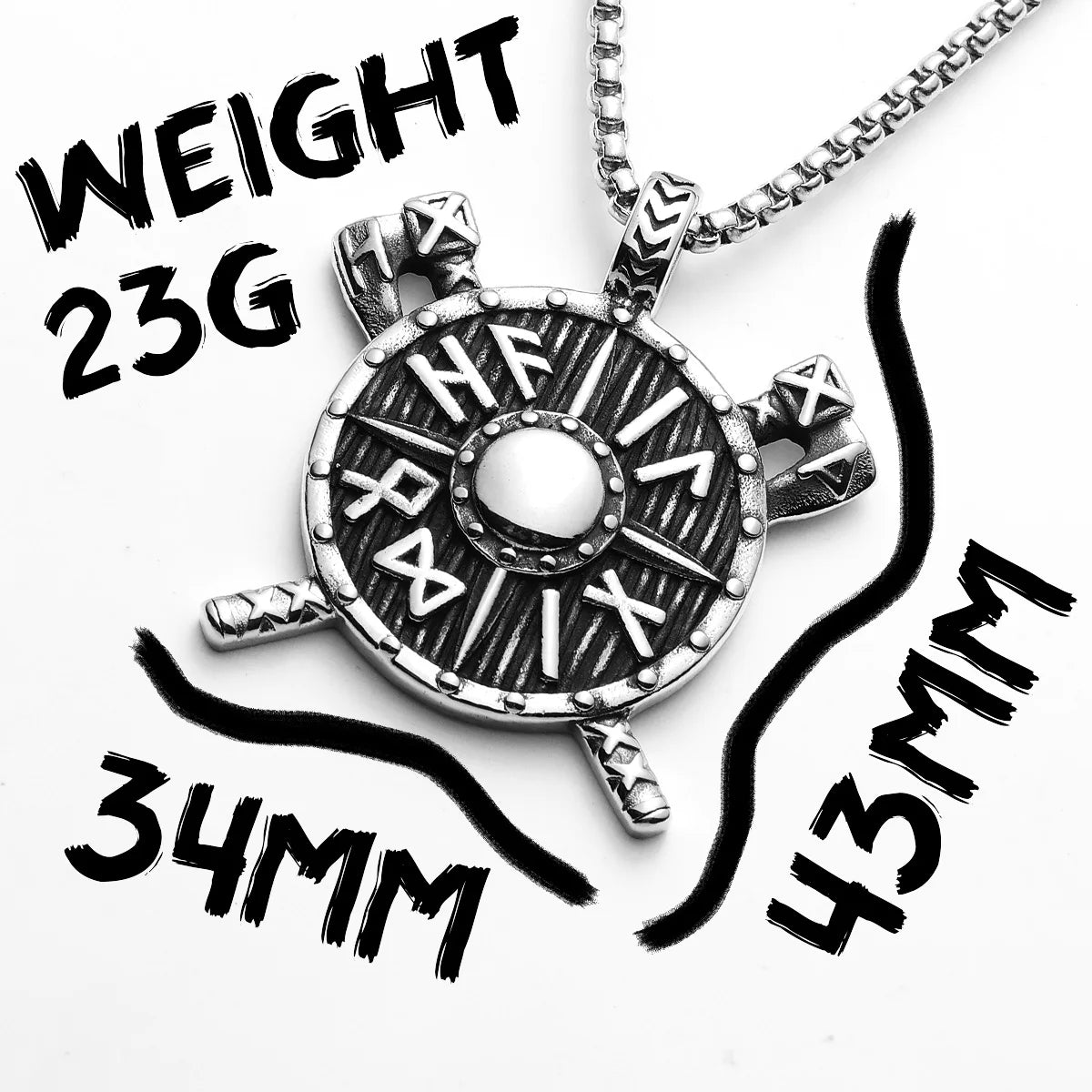 Retro Shield | 316L No Fade Solid Stainless Steel Viking Rune Shield Street Style Pendant