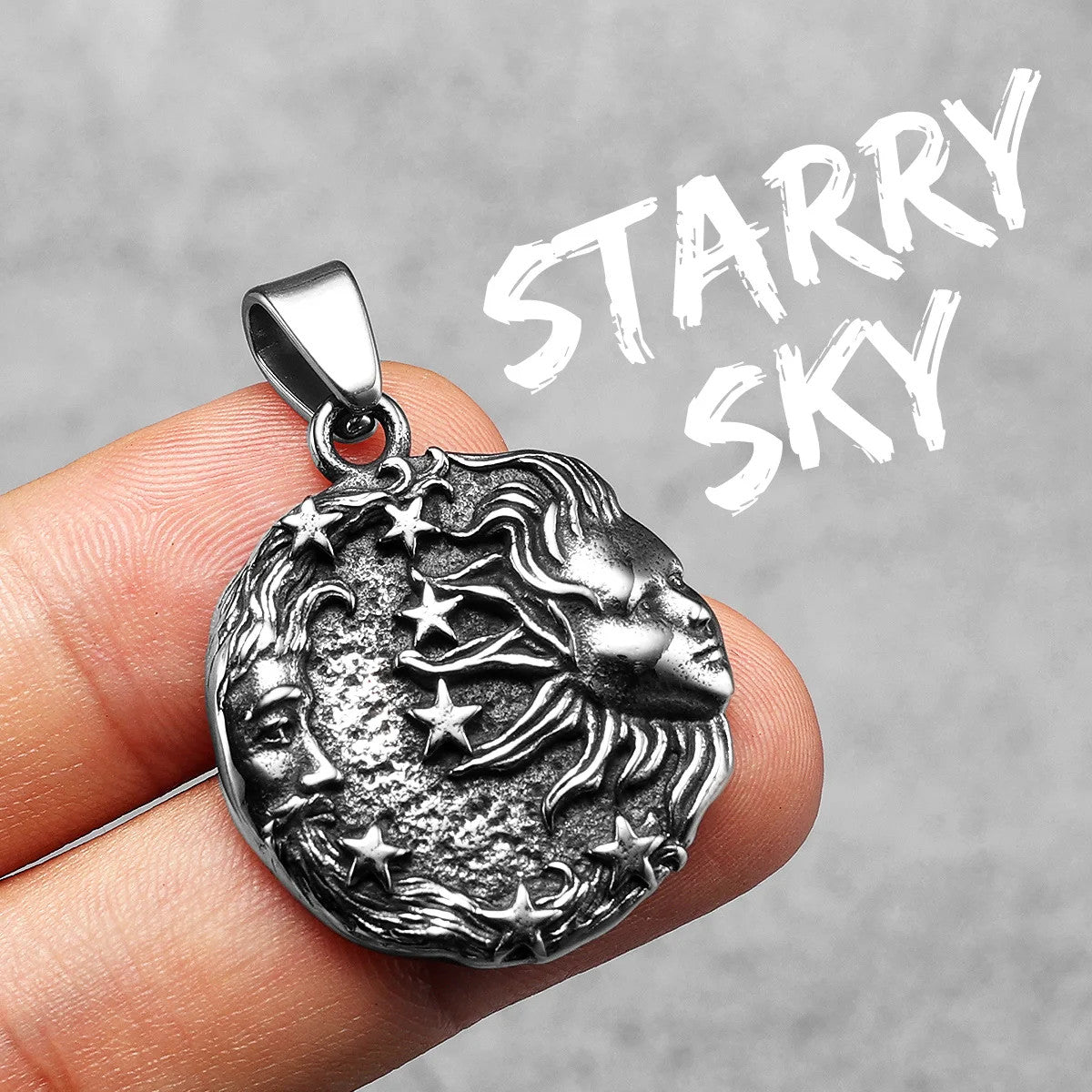 Starry Sky | Sun God Moon Goddess 316L No Fade Stainless Steel Greek Myth Pendant