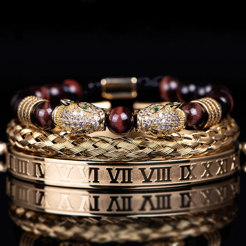 Double Leopard | Natural Stone VVS Diamond CZ Sigma Male Hip Hop Bracelets