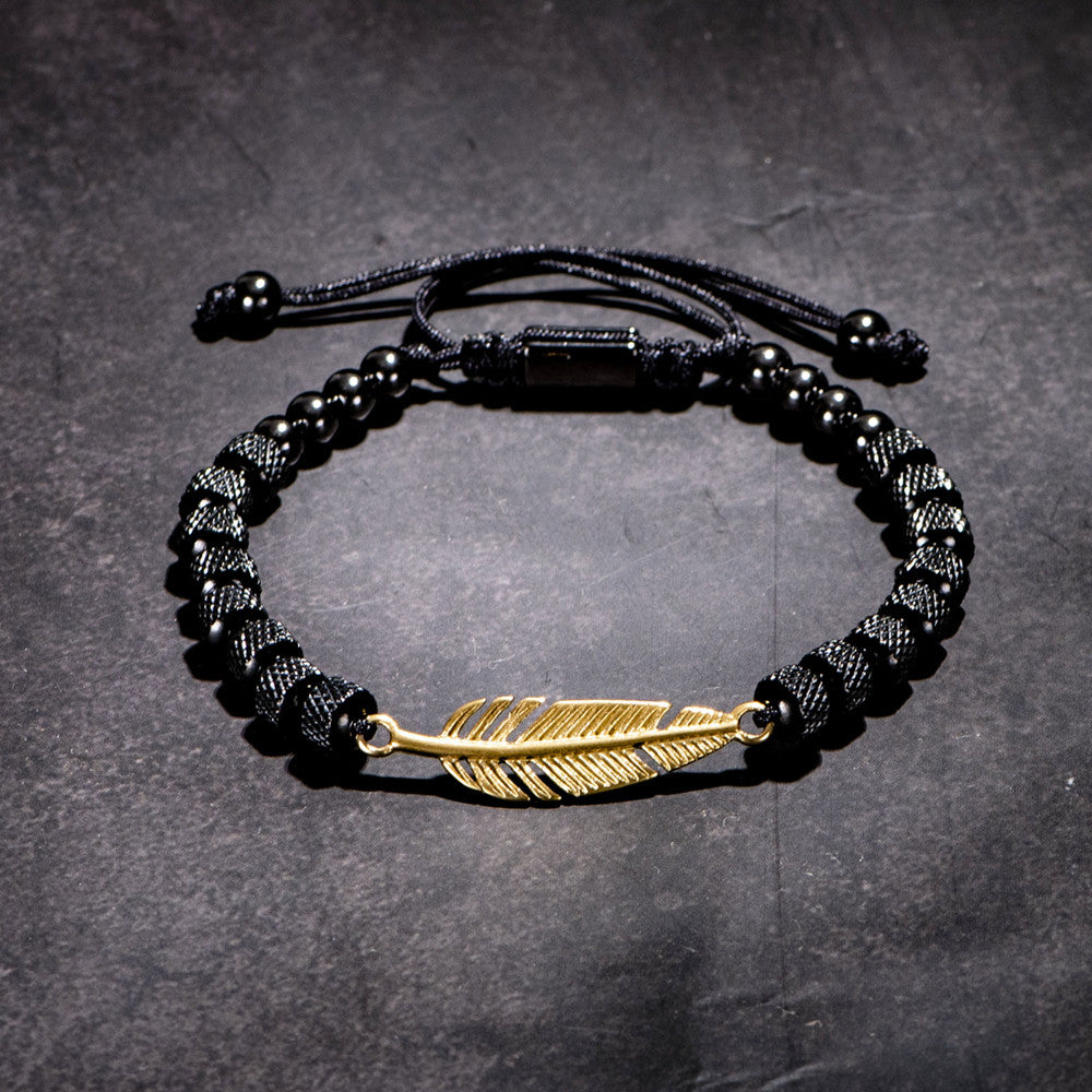 Royal Wisdom | 316L Stainless Steel Bead Link Eagles Feather Bracelet