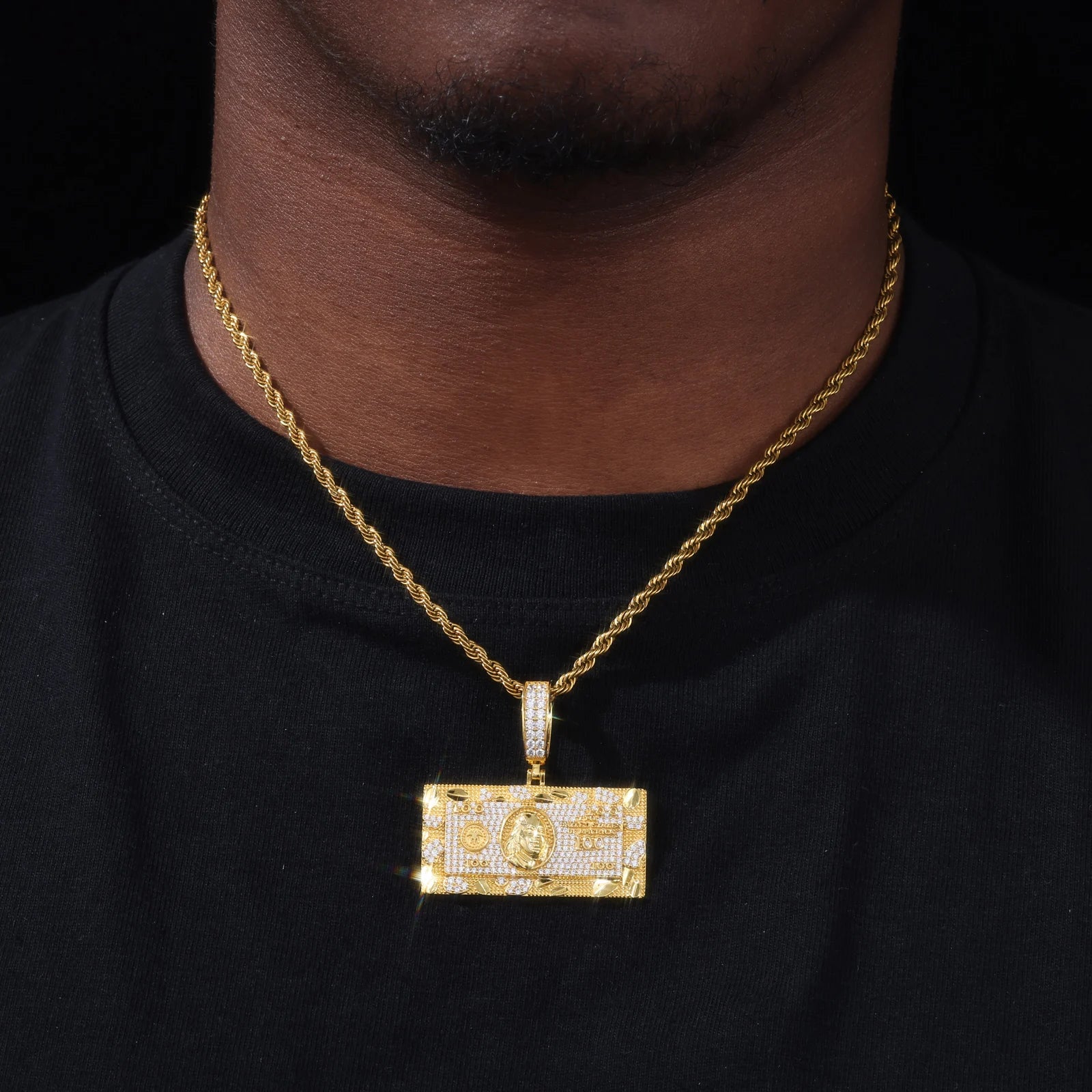 Dough Boy II | Big Dollars Moissanite Diamond VVS 100 Dollar Bill Hip Hop Pendant