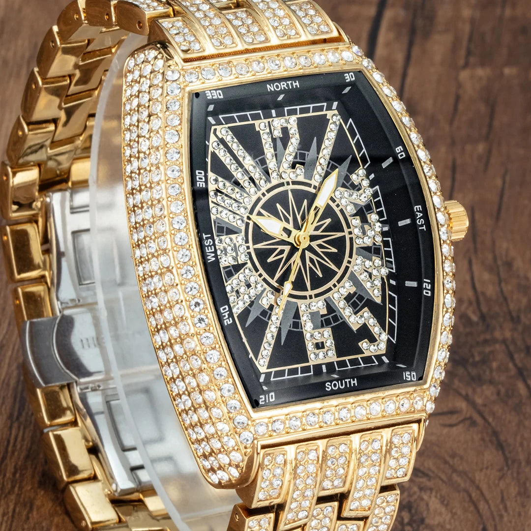 Navigation | VVS Diamond CZ Night Star Sky Compass Hip Hop  Iced Blinged Out Watch