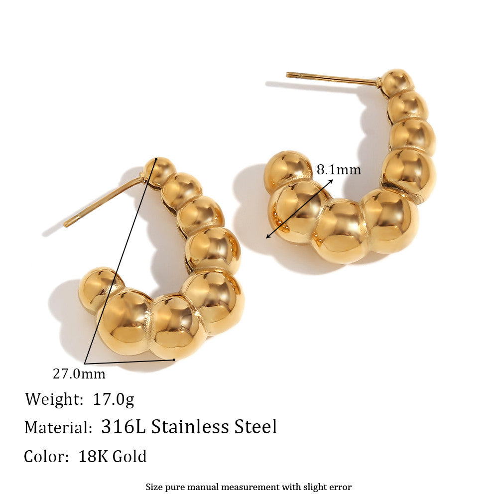 Ladies 18k Gold Stainless Steel Waterproof CZ Assortment Wave Sea Shell High Fashion Earrings