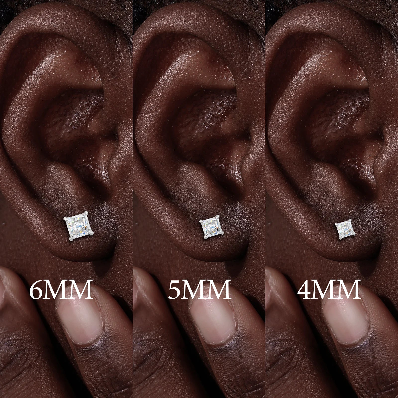 Princess Cut Stud | 0.4-1.2ct Princess Cut D VVS1 Moissanite Solid 925 Stud Earrings