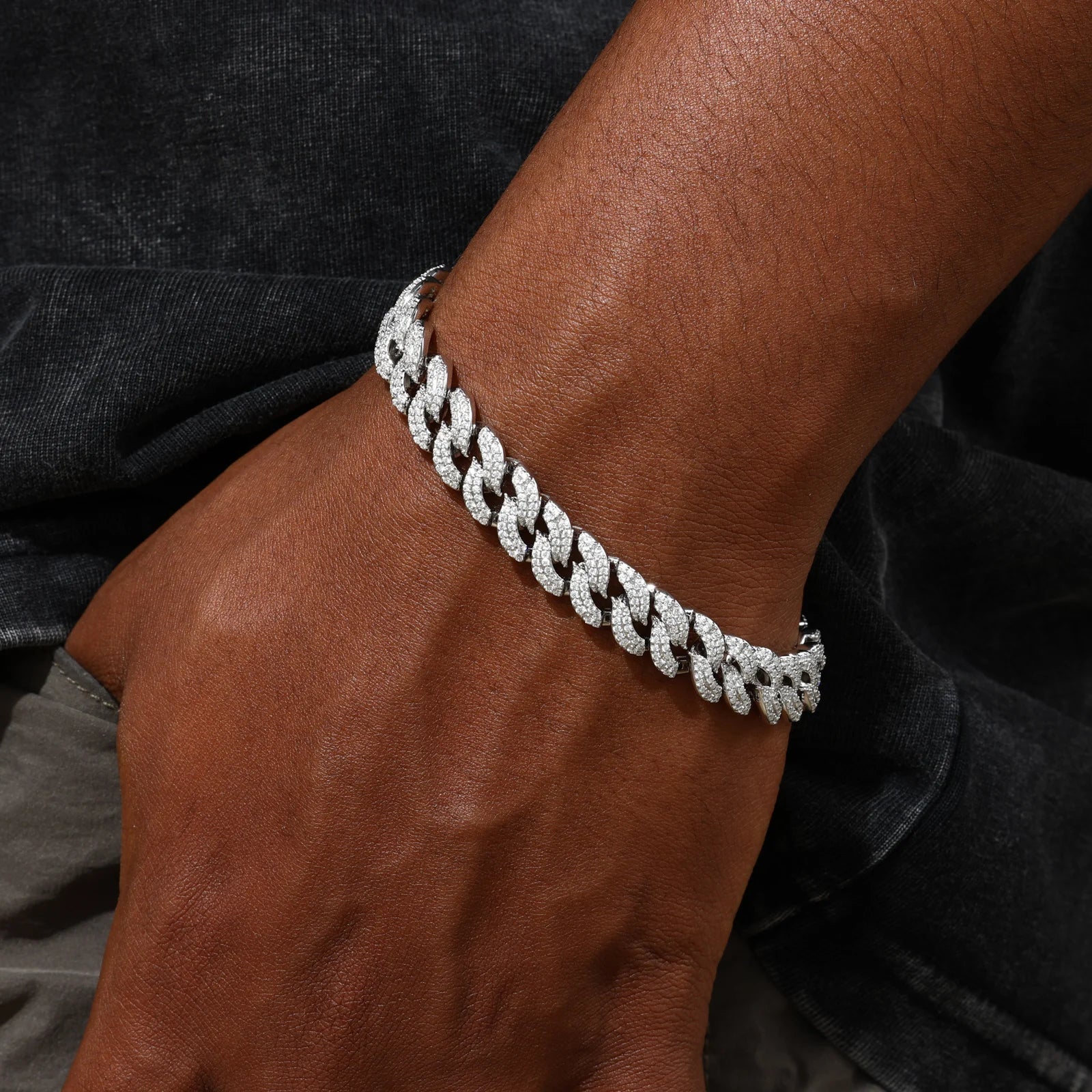 Pattern Of Fire | 10mm 925 Silver Moissanite Diamond Miami Cuban Link Hip Hop Bracelet