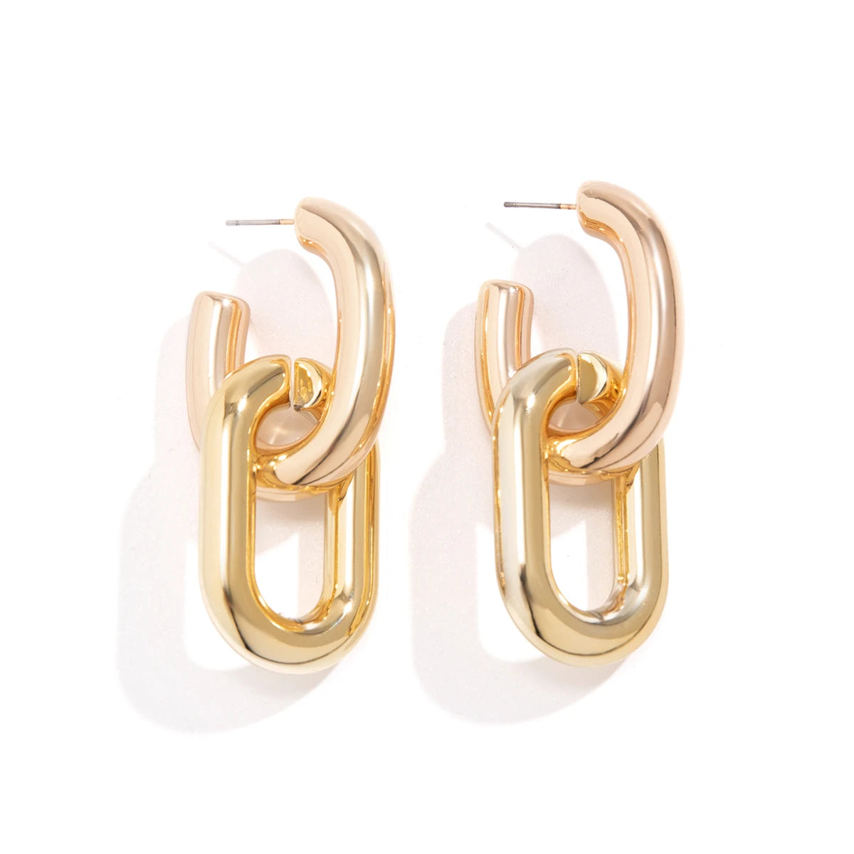 Links In The Chain Gold Silver Hoop High Fashion Earrings