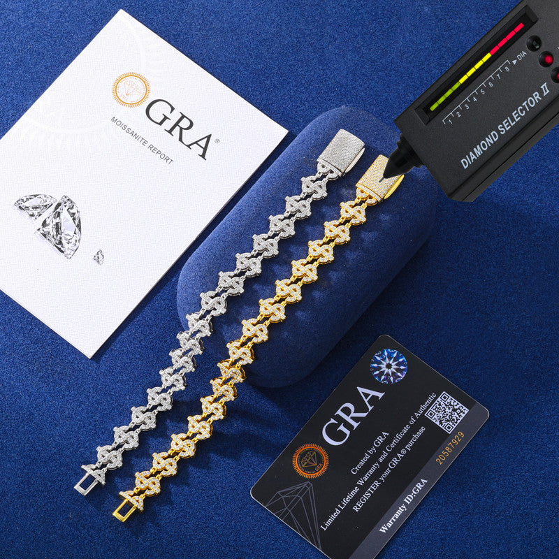 Boss Business | 925 sterling Silver D VVS1 Moissanite Diamond Dollar Sign Hip Hop Bracelet