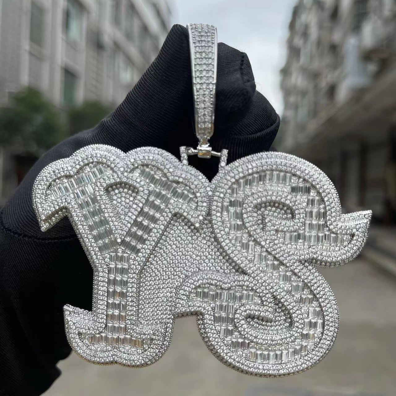 Tail Fishin | Iced Baguette Blinged Out Custom Made Nameplate Hip Hop Pendant