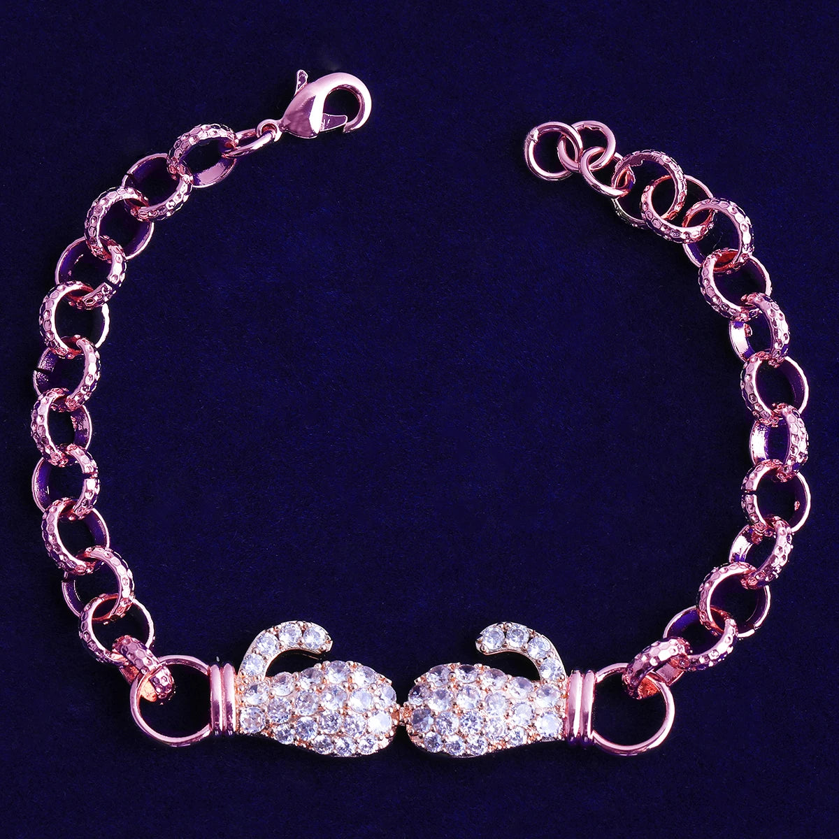 Get It On lII | Iced Blinged Out Boxing Gloves Rolo Link Chain Bracelet