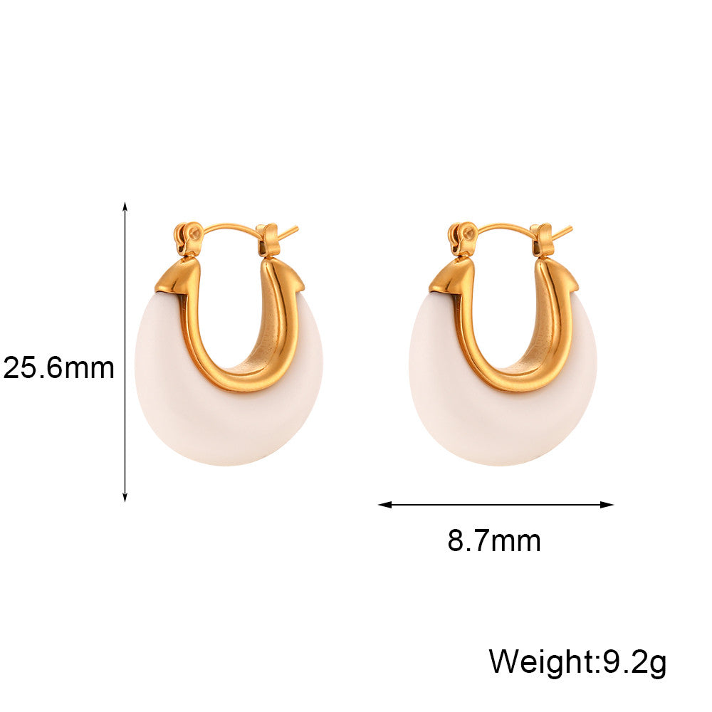 316L Silver Stainless Steel 18k Gold Tarnish Free Multiple Colors Acrylic Hoop Earrings