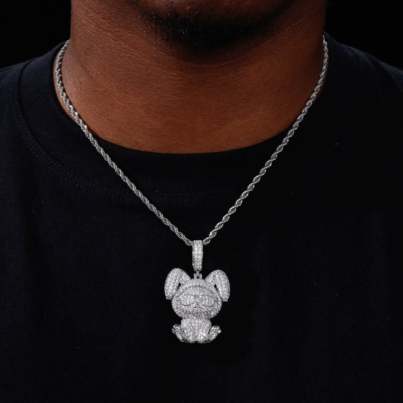 Kid-Bunny | 925 Sterling Silver Hip Hop Moissanite Diamond Kid Bunny Pendant