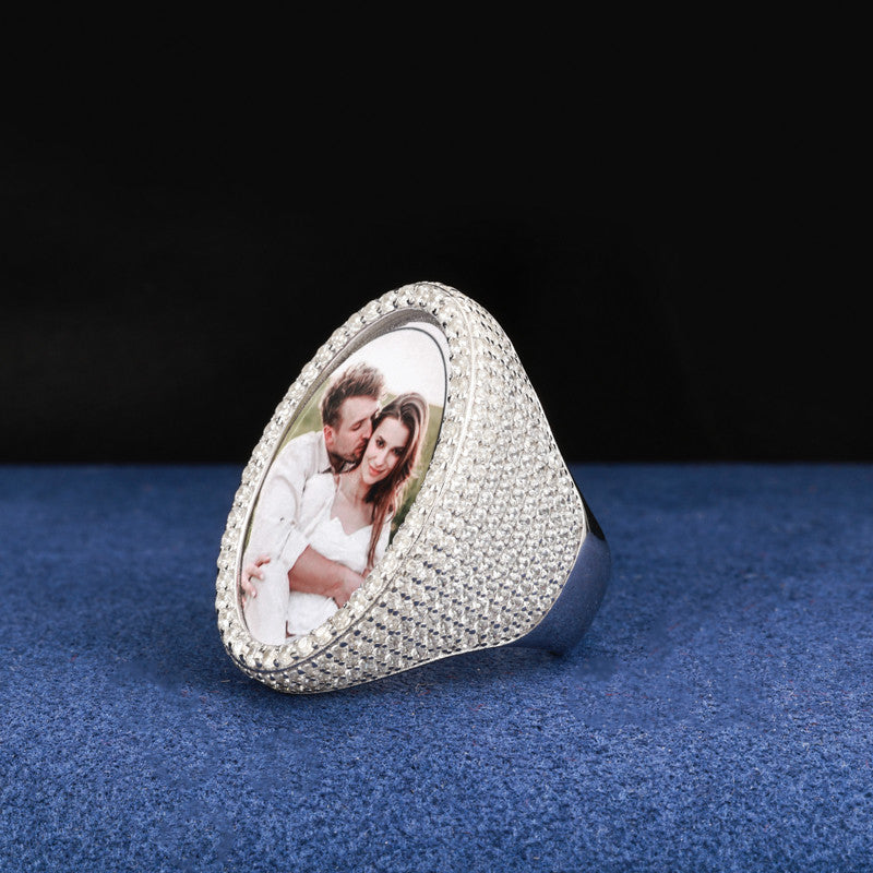 Precious Moments | Solid Sterling Silver Moissanite Diamond Hip Hop Photo Memory Rings