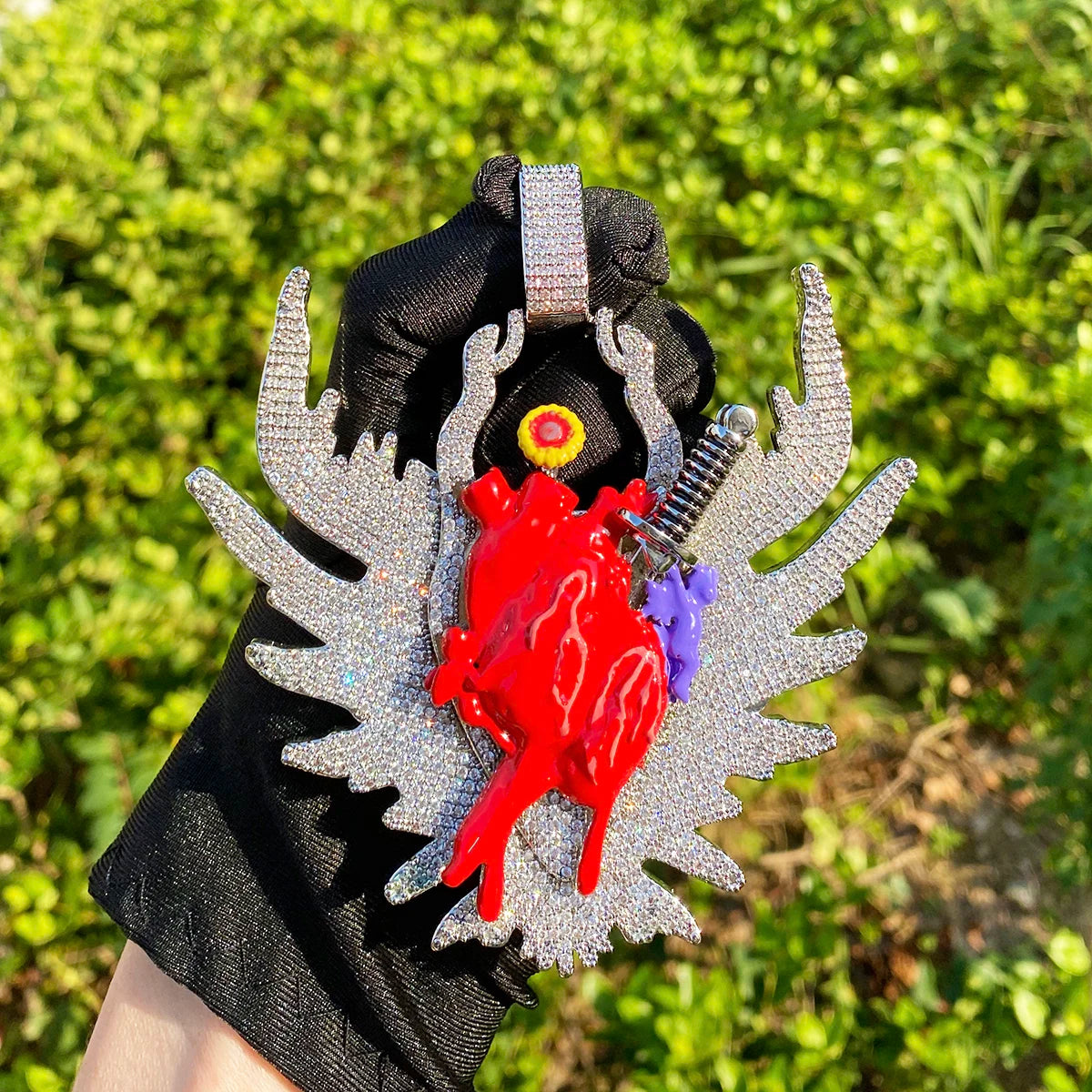 Blood Heart | Sword Through Bleeding Heart VVS Diamond CZ Hip Hop Pendant