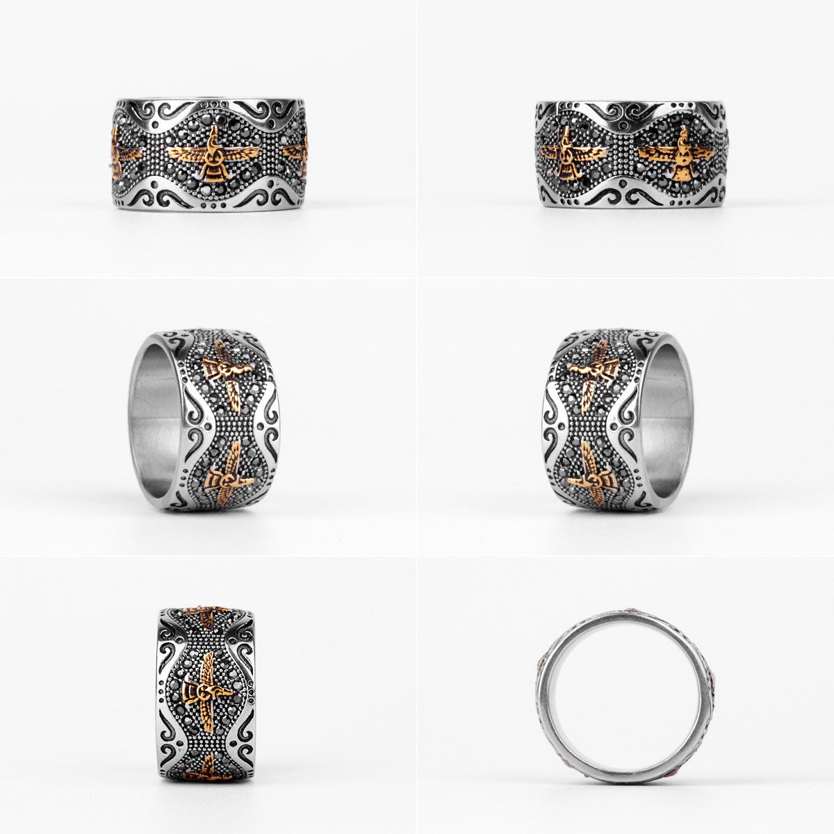 Eagle of Faith | 316L No Fade Stainless Steel Ancient Historical Persia Zarathustra Rings