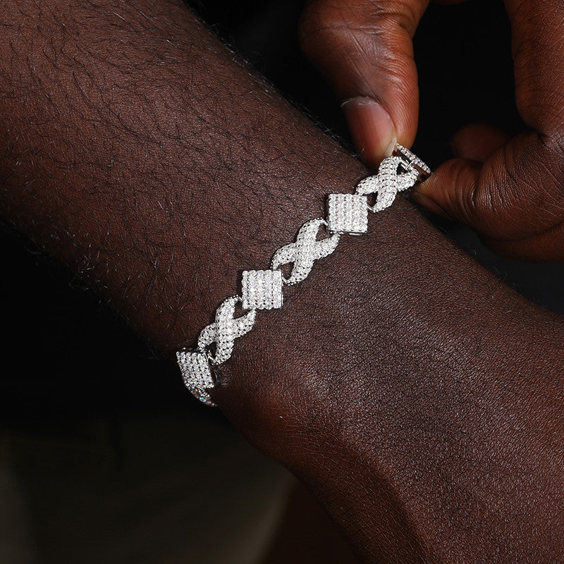 Infinity Stone | Hip Hop S925 VVS Moissanite Diamond Sterling Silver Chain Bracelet Set