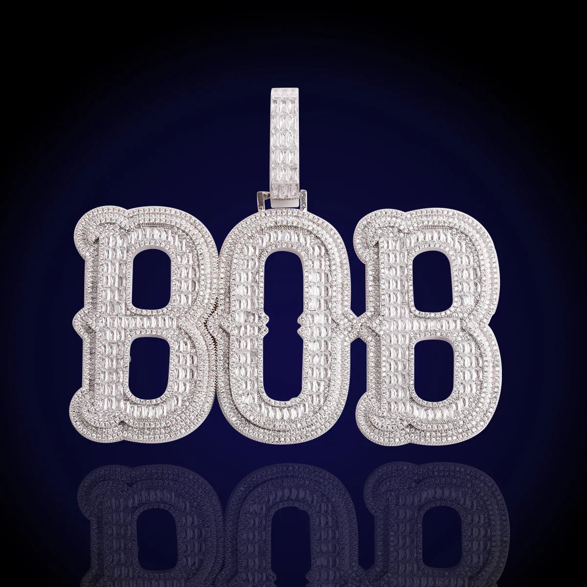 VVS Diamond CZ Total Iced Baguette Stone Custom Jewelry Name Plate Hip Hop Pendants