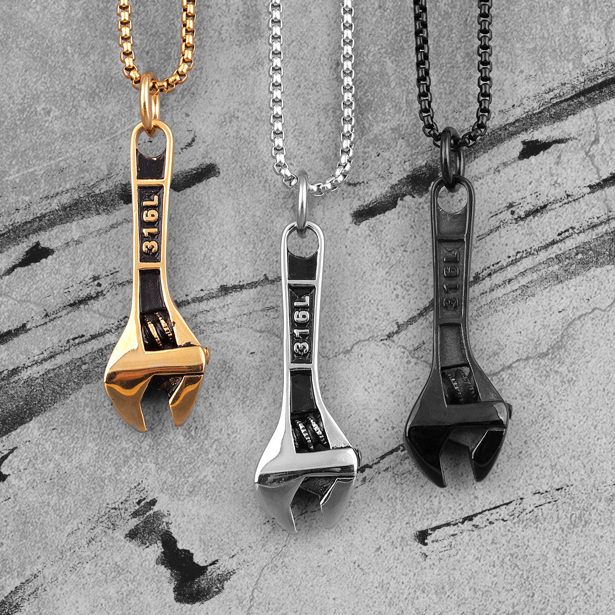 Worker Wrench |  Men's Grease Monkey Adjustable Wrench Hip Hop Pendant