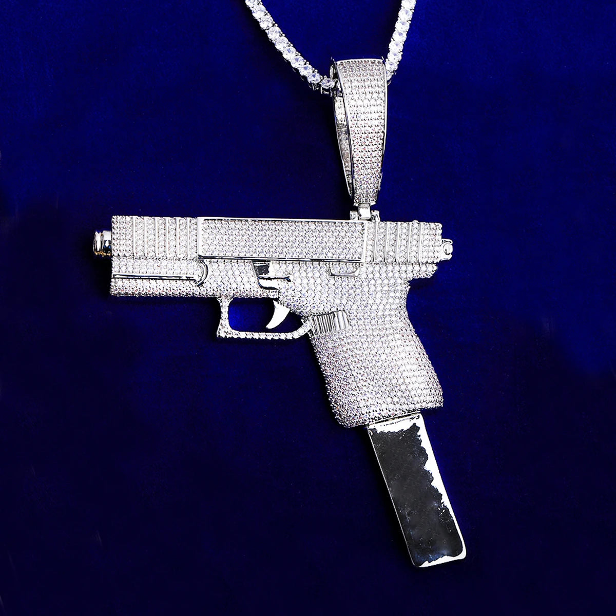 Glock VVS | High Capacity Mag VVS Diamond CZ Hip Hop Hand Pistol Blinged Out Pendant