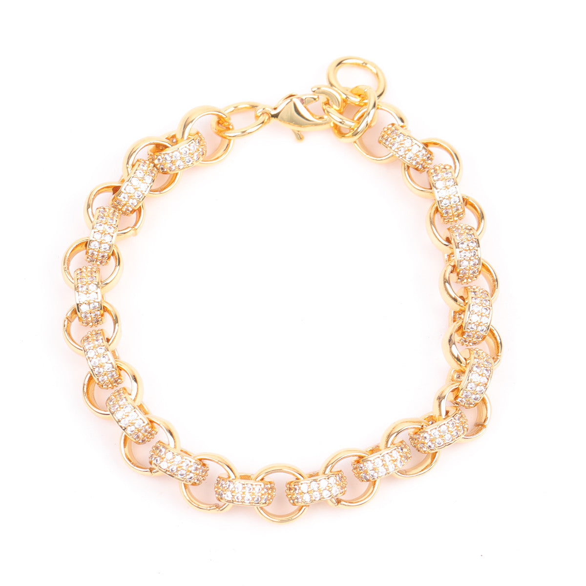 Mens 9mm Prong Set Flooded Ice Star Studded Big Boy Rolo Link Hip Hop Bracelets