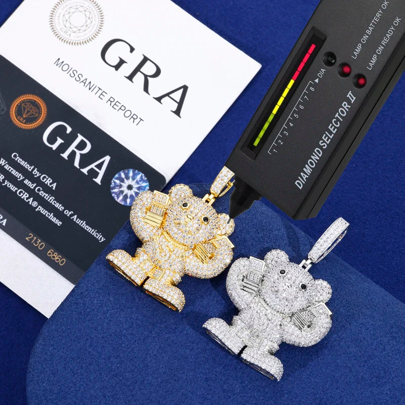Racked Up | Boss Bear Solid 925 Sterling Silver Moissanite Diamond Hip Hop Pendant