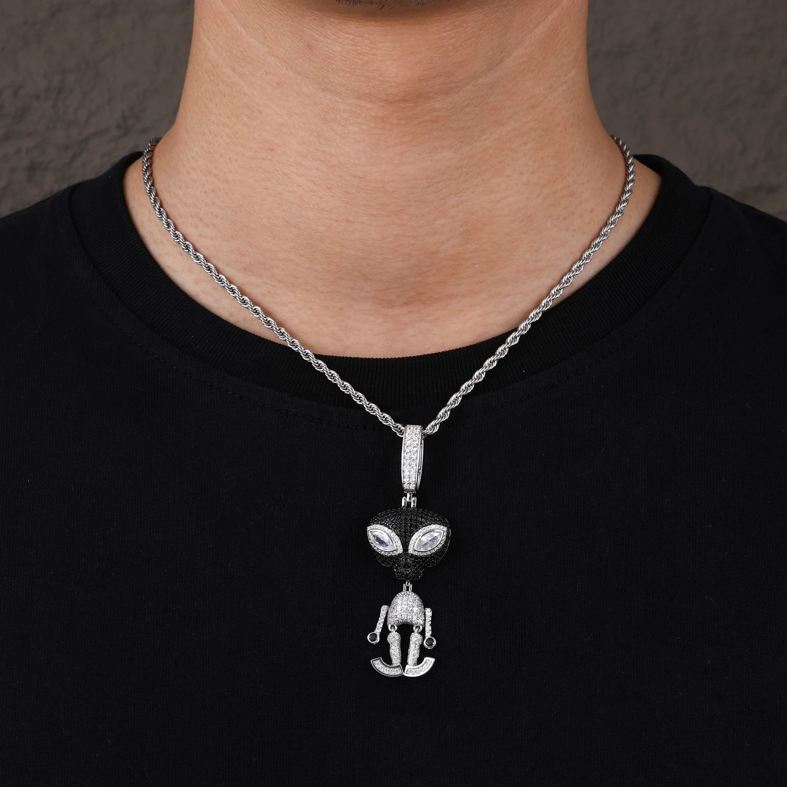 I Am A Martian | VVS Diamond CZ Alien Iced Bling Out Moissanite Solid 925 Silver Pendant