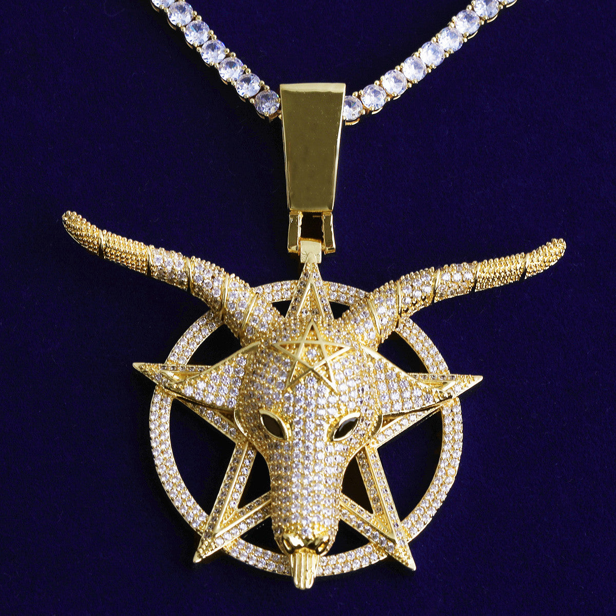 Iced Occult | VVS Diamond Baphoment Goat Head Pentagram Hip Hop Pendant