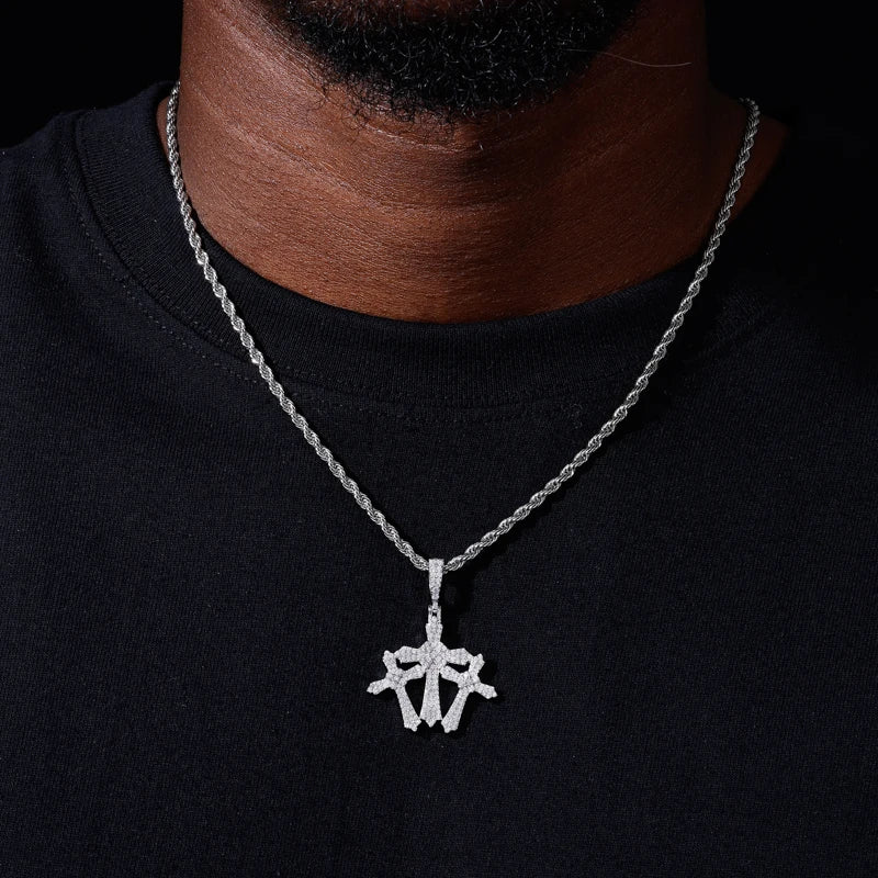 Holy Trinity lll | 925 Sterling Silver Moissanite Triple Cross Hip Hop Pendant Necklace