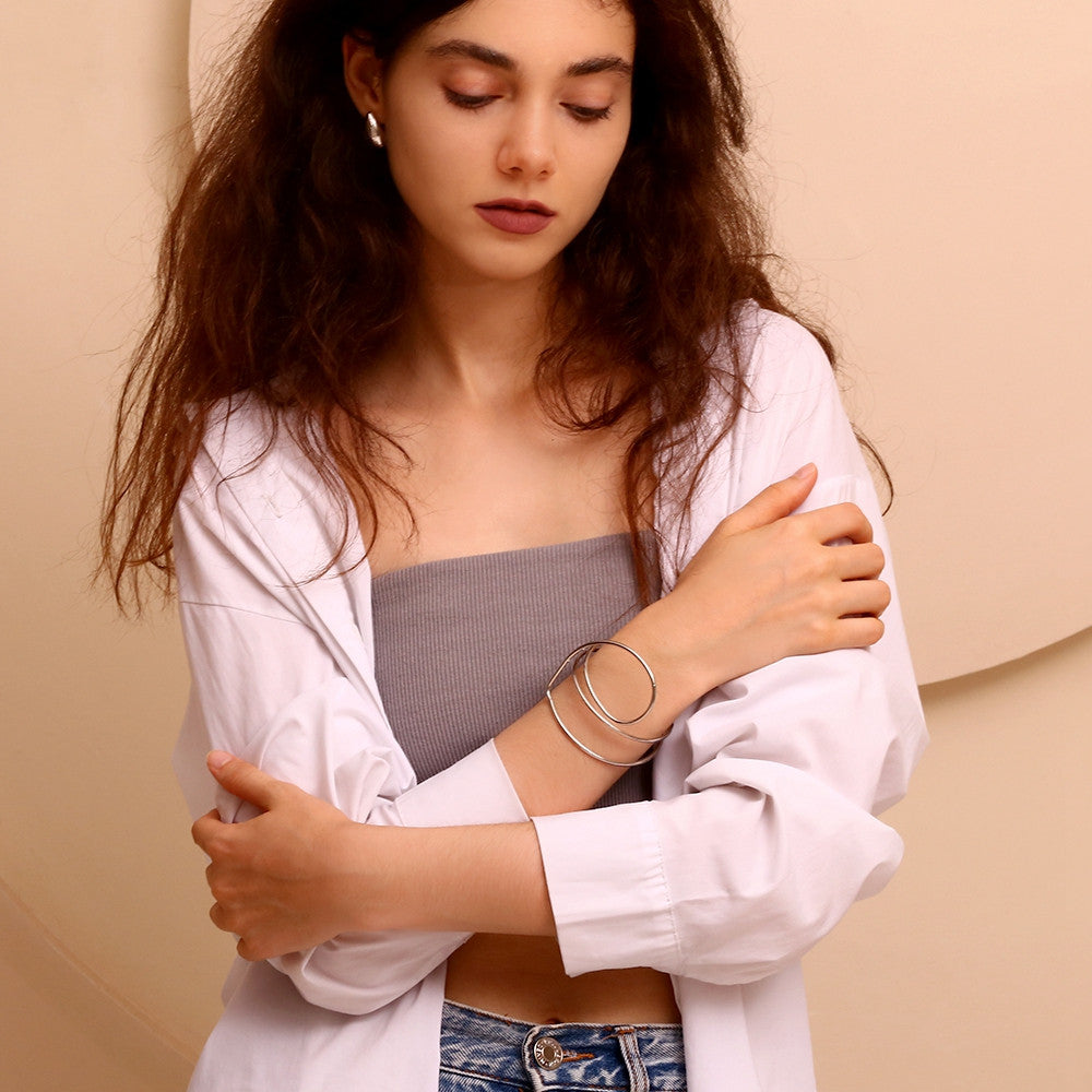 18k Gold Solid Stainless Steel Waterproof Line Heart Bracelet