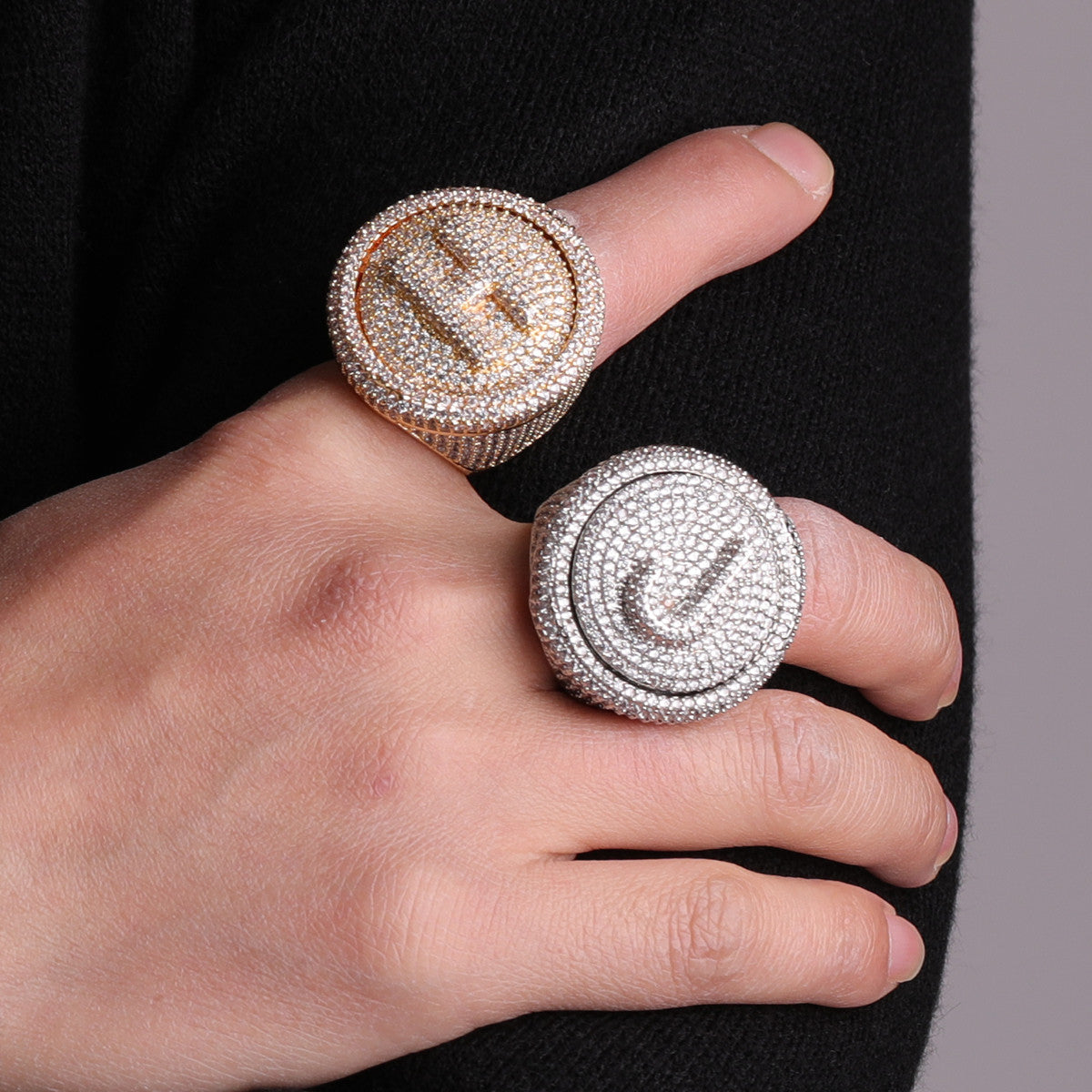 The Head Honcho | VVS Diamond CZ Raised Letter Iced Blinged Out Custom Rings