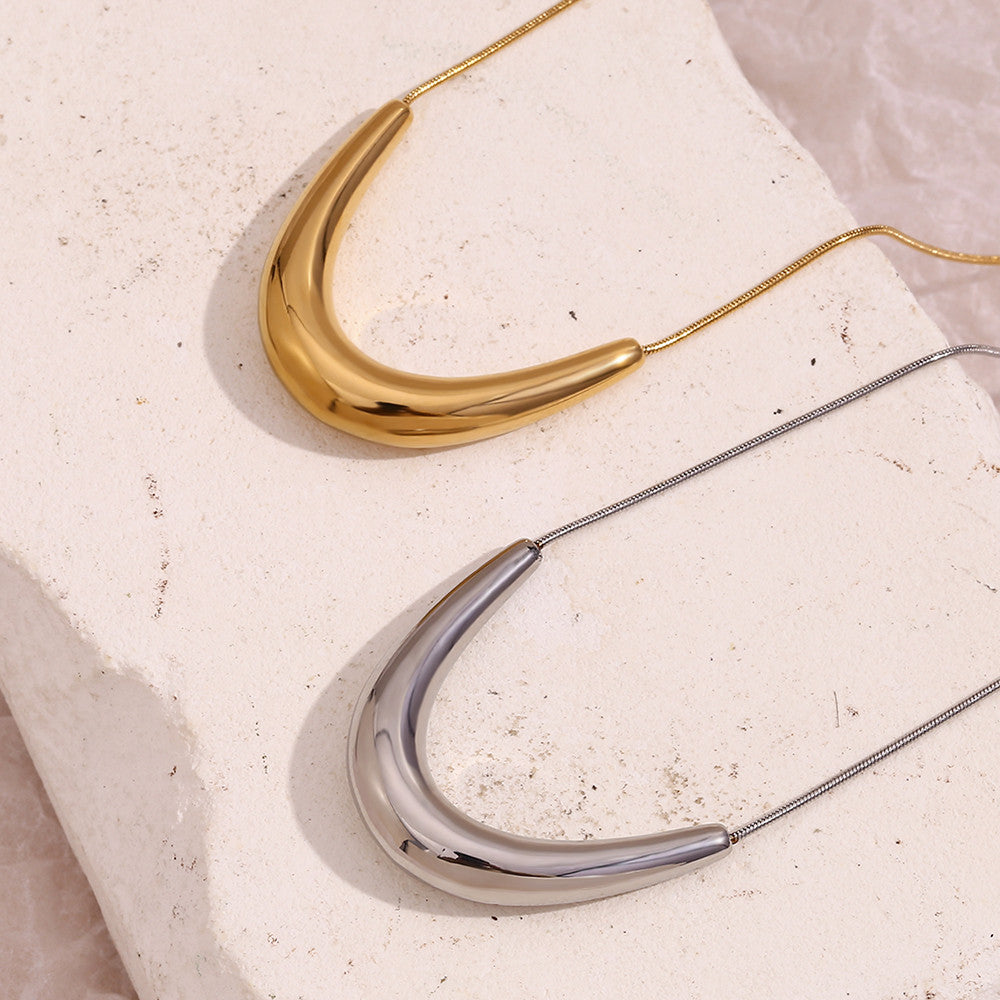 The Arc | 18k Gold Stainless Steel Cradle Pendant Snake Bone Chain Necklace