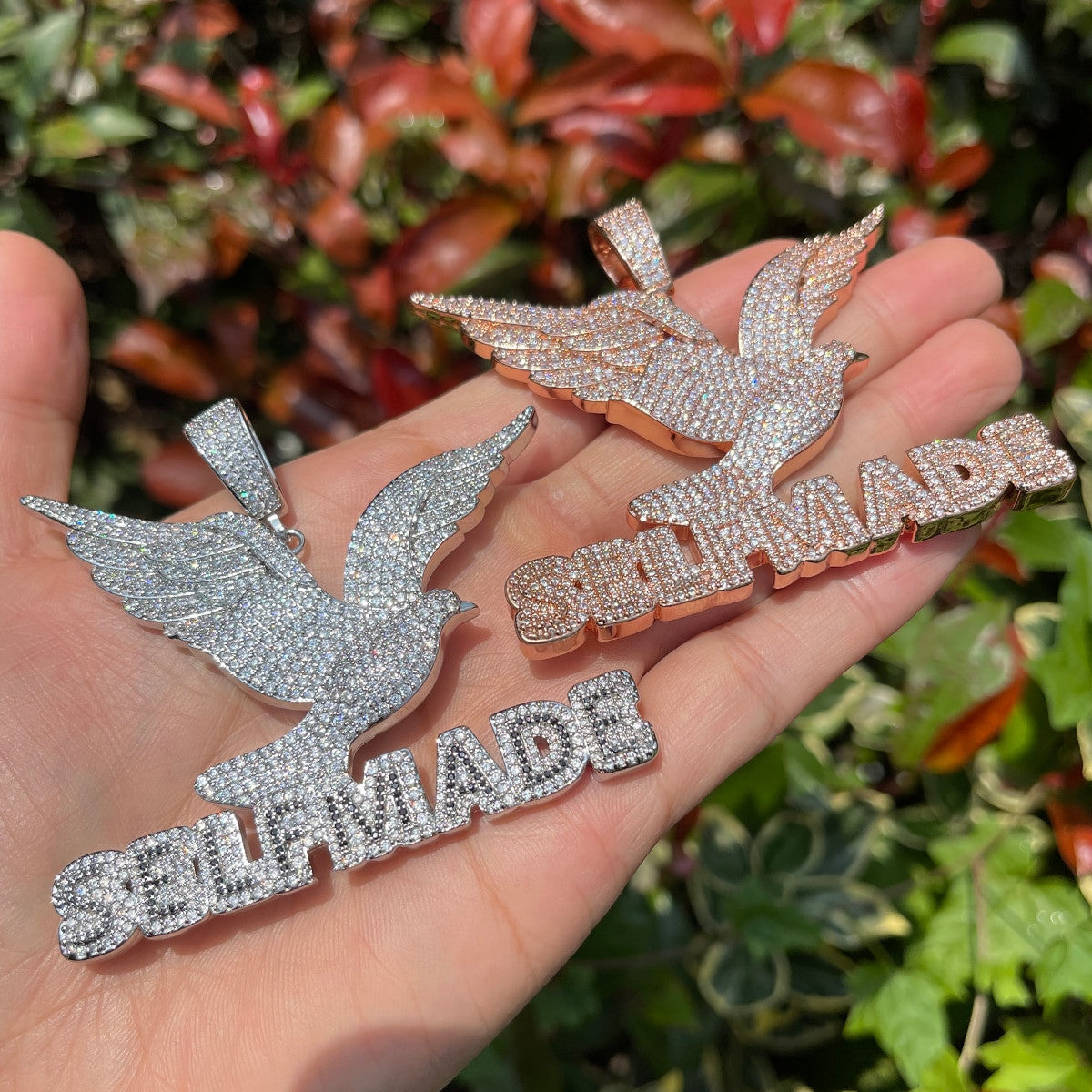 Mens Flooded Ice Micro Pave Set Self Made Hip Hop Pendant Chain Necklace