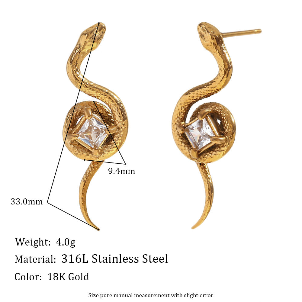 Ladies 316L Stainless Steel 18k Gold Waterproof Curved Hook Pearl Pendant Earrings