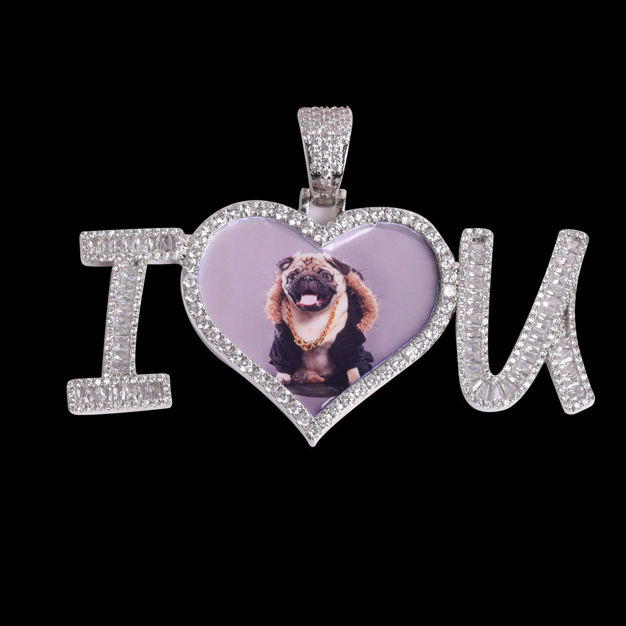 I Love You | Custom Heart Photo Picture Iced Blinged Out Memories Pendant