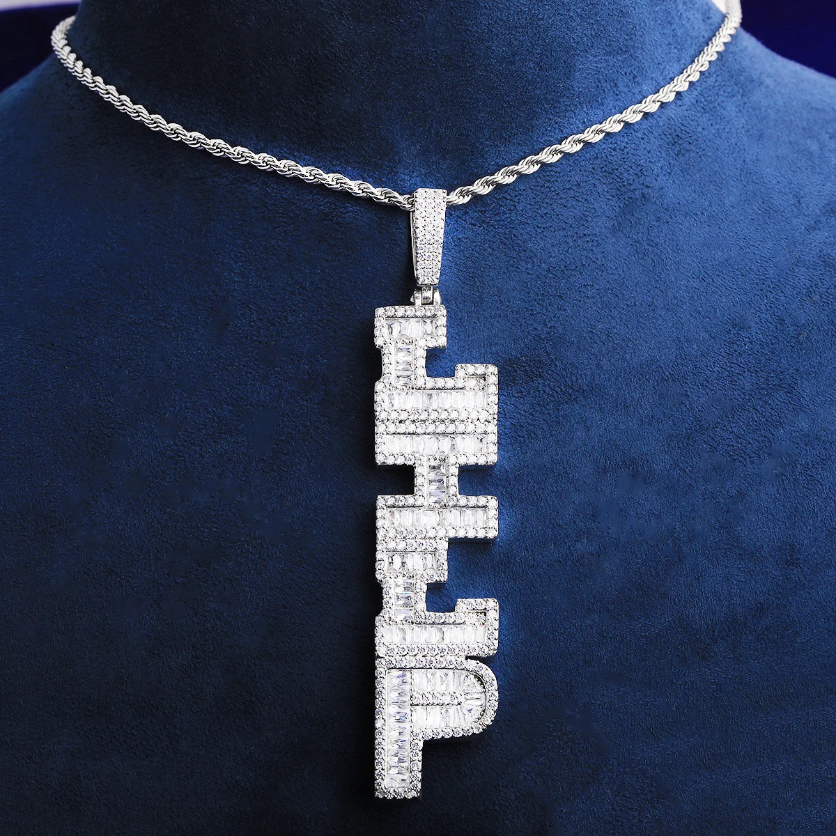 Vertical Limit | VVS Diamond CZ Iced Bling Out Custom Name Plate Pendant