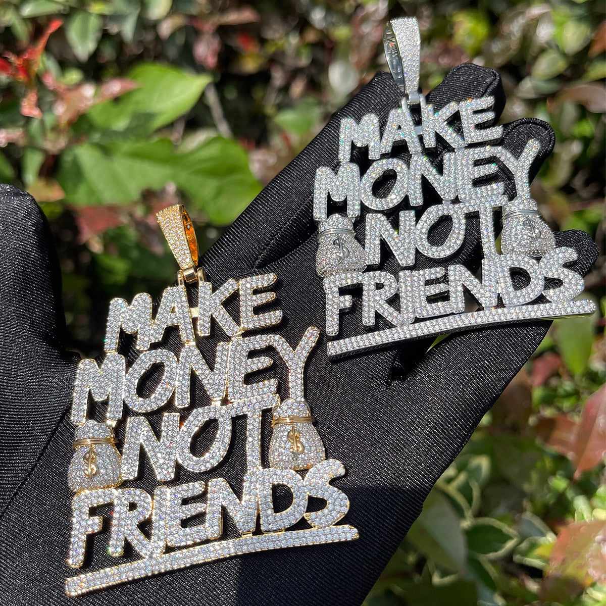 Make Money Not Friends | Iced Blinged Out Hip Hop Pendant Chain Necklace