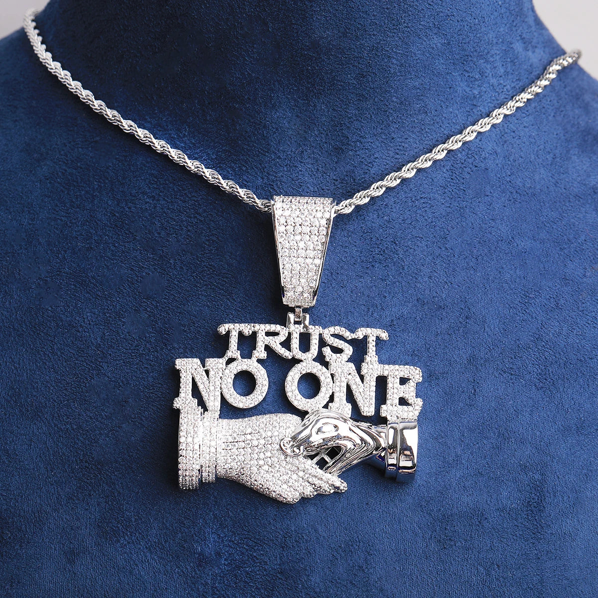 Trust No One | Iced Blinged Out VVS Diamond CZ Trust No One Hip Hop Pendant