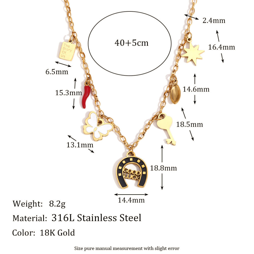 18k Gold Silver Waterproof European and American Hip-Hop Style Pendant Necklace