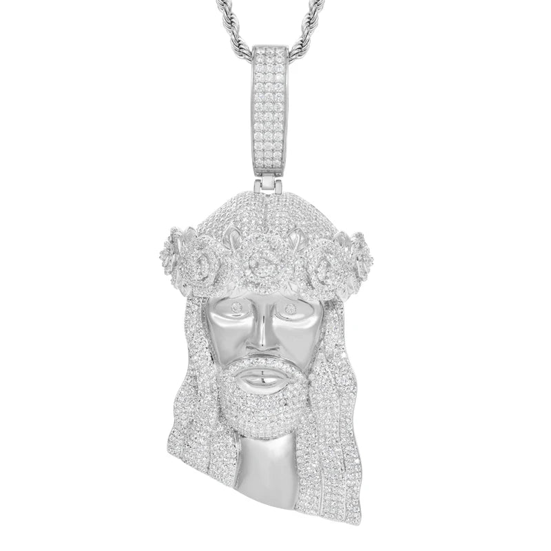 Prince Of Peace | Solid Sterling Silver Moissanite Diamond Jesus Hip Hop Pendant Chain