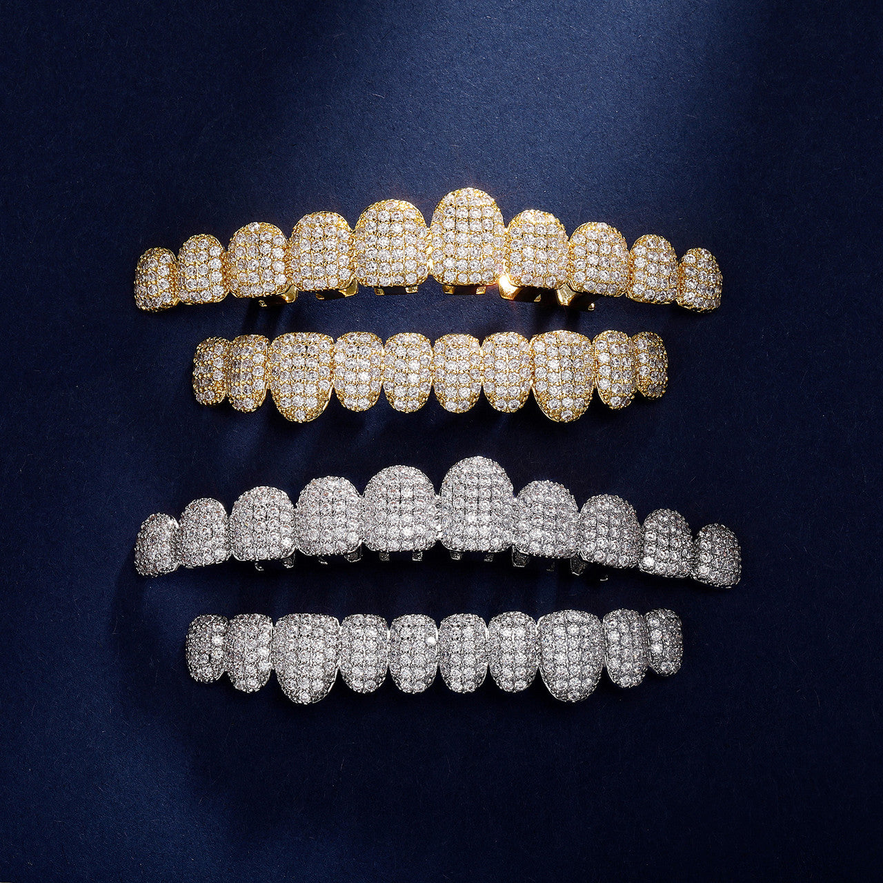 Money Talk | 10 Top Bottom Full Mouth Iced Blinged Out Grillz Set