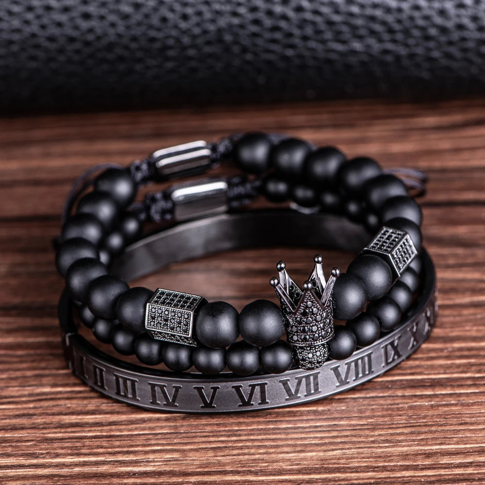 The Untouchable | VVS Diamond CZ Crown Luxury 3 Piece Hip Hop Bracelet Set