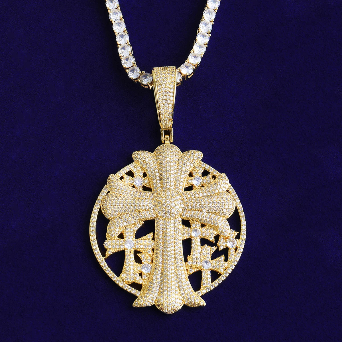 Take Up Your Cross | 24k Gold 925 Silver VVS Diamond CZ Spiritual Cross Hip Hop Pendant