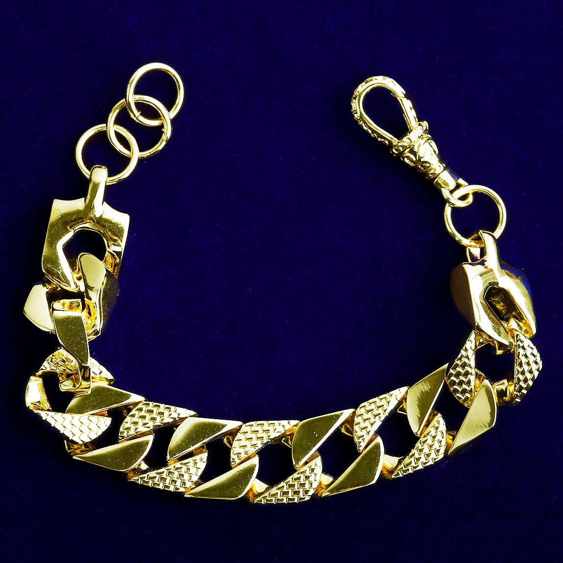 Patterned Cuban | 15mm Belcher Clasp Square Cut Designer Cuban Link Chain Bracelet