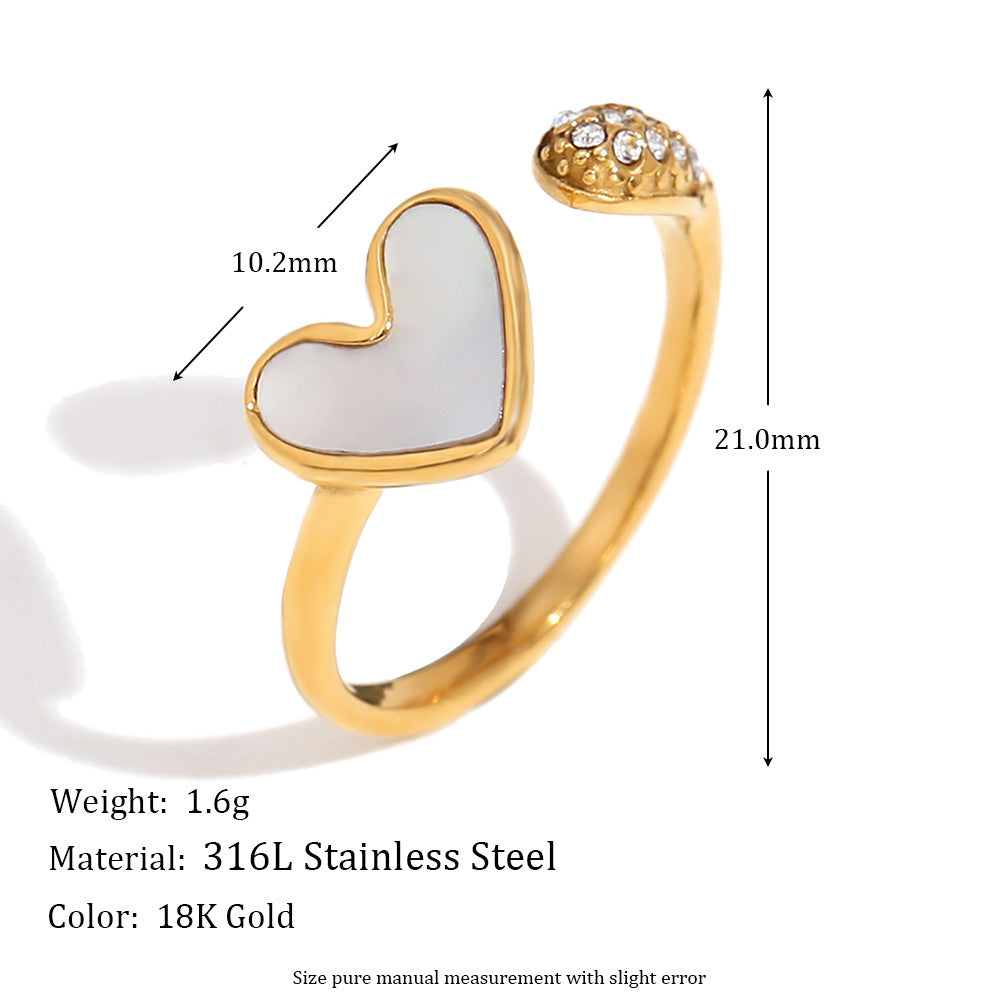 Ladies Stainless Steel Pearl Luxurious Elegant Fashion 18k Gold Waterproof Rings