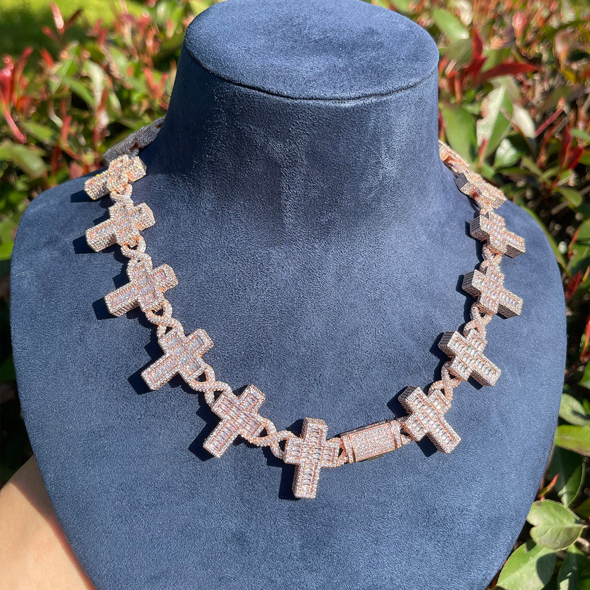 Luxe Infinity Iced Baguette Gemstone Chain Necklace