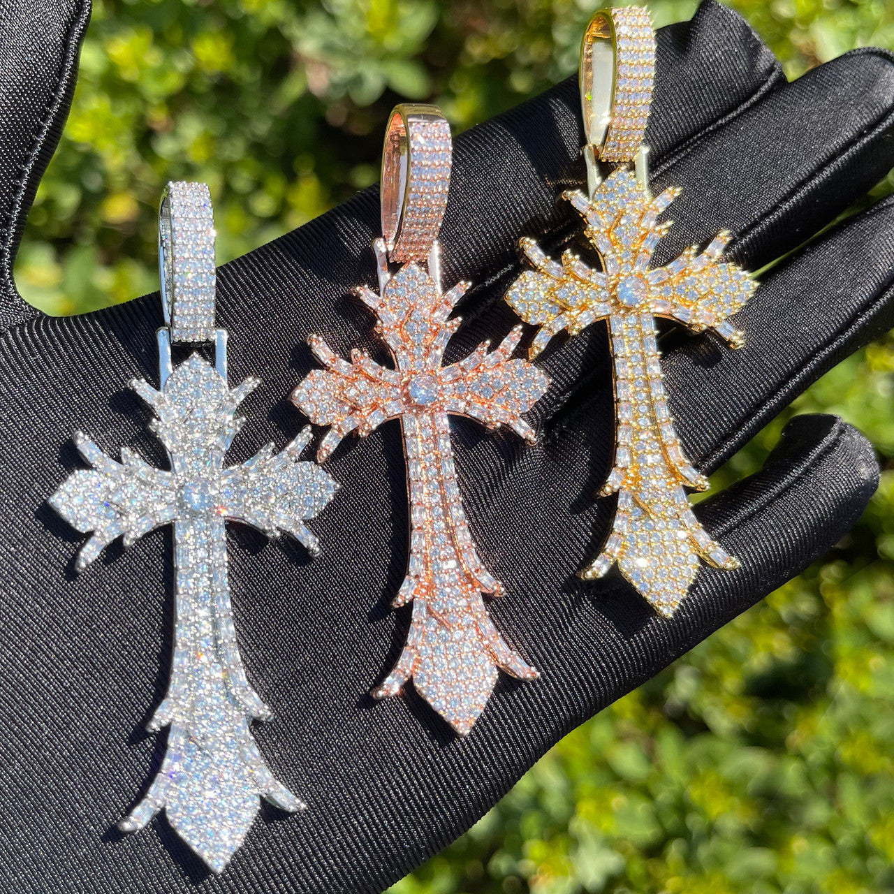 The Reversion | VVS Diamond CZ Baguette  Designer Cross Hip Hop Pendant Chain