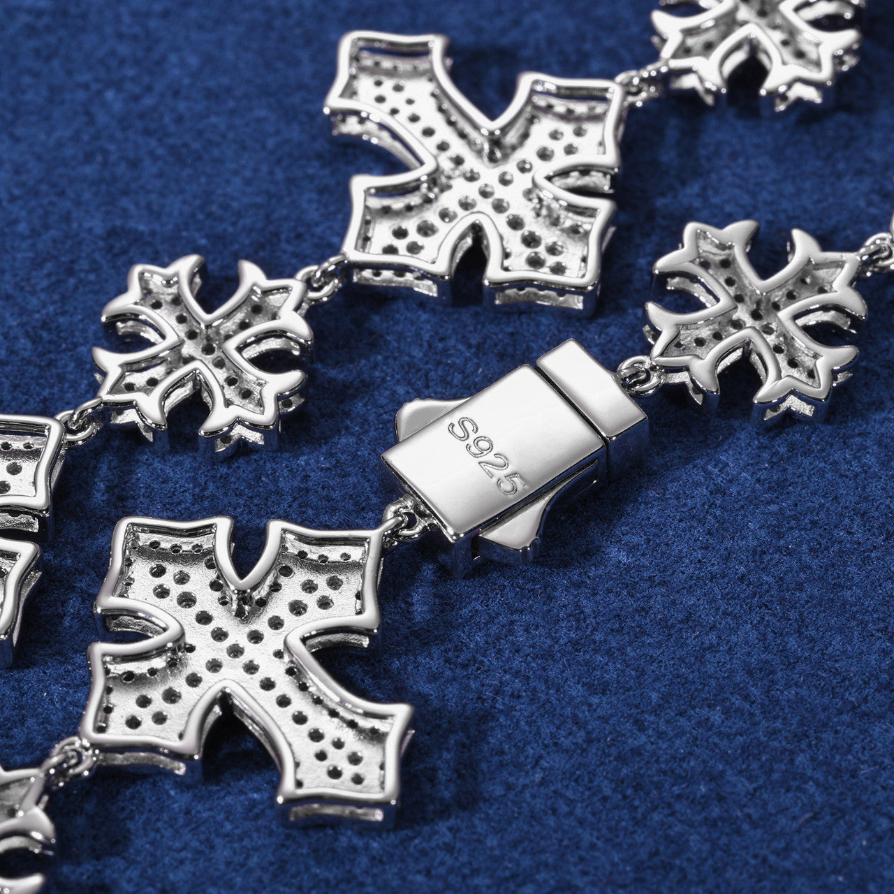 Crossed Link | Solid 925 Sterling Silver Moissanite Diamond Cross Link Hip Hop Chain