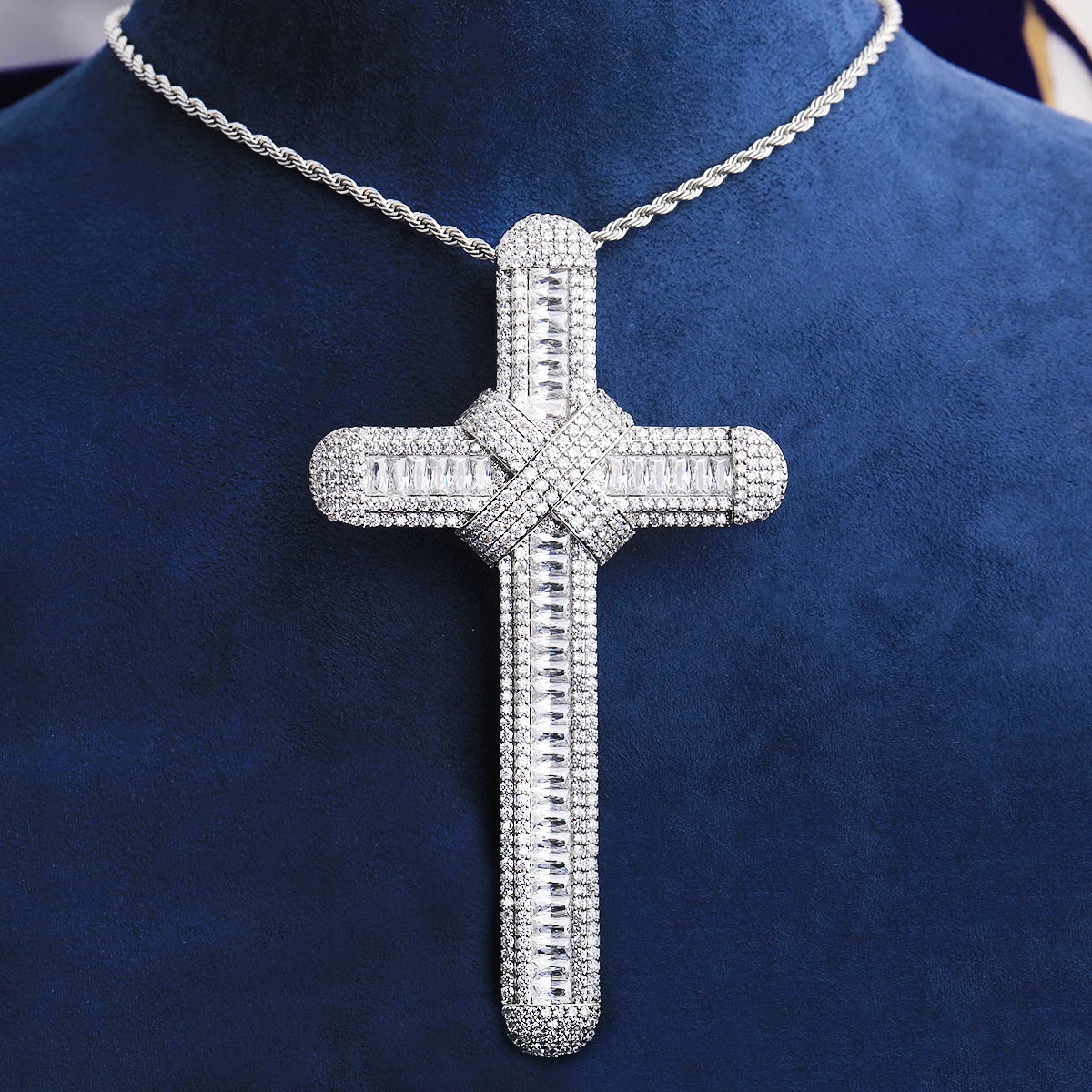 The Ribbon Cross | Extra Large VVS Diamond CZ Luxury Hip Hop Ribbon Cross Pendant