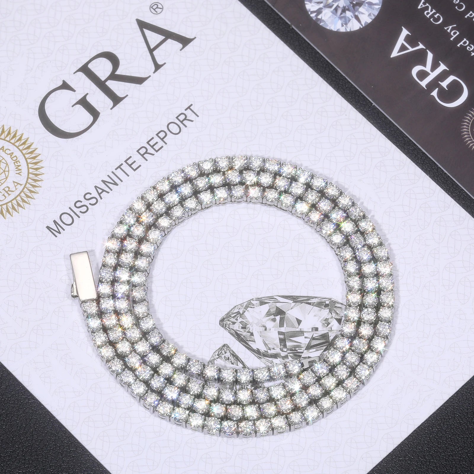 Solid 316L Stainless Steel D VVS1 Moissanite No Fading Tennis Chain and Bracelet