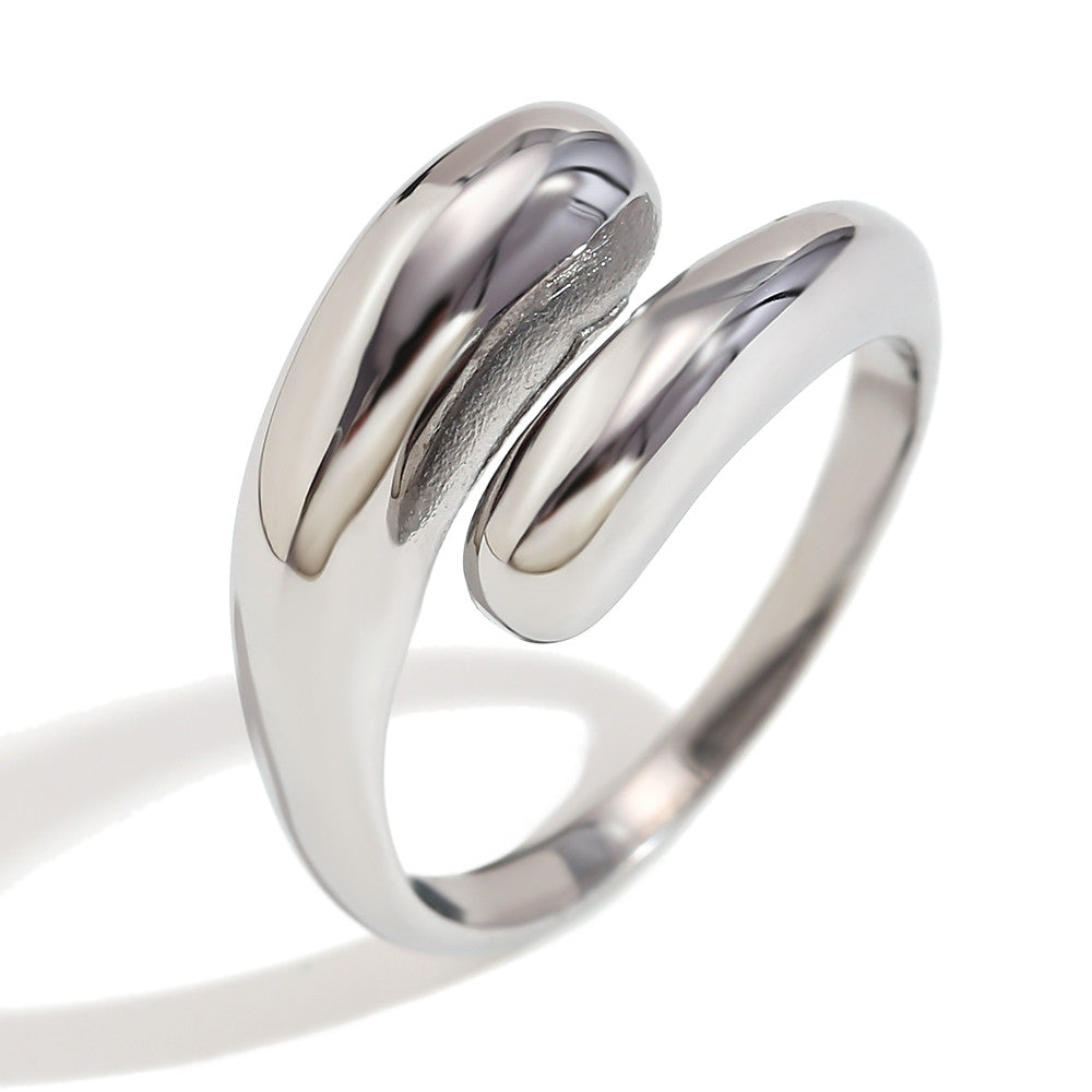 Women's 18k Gold Waterproof Stainless Steel Opening Cocktail Ring