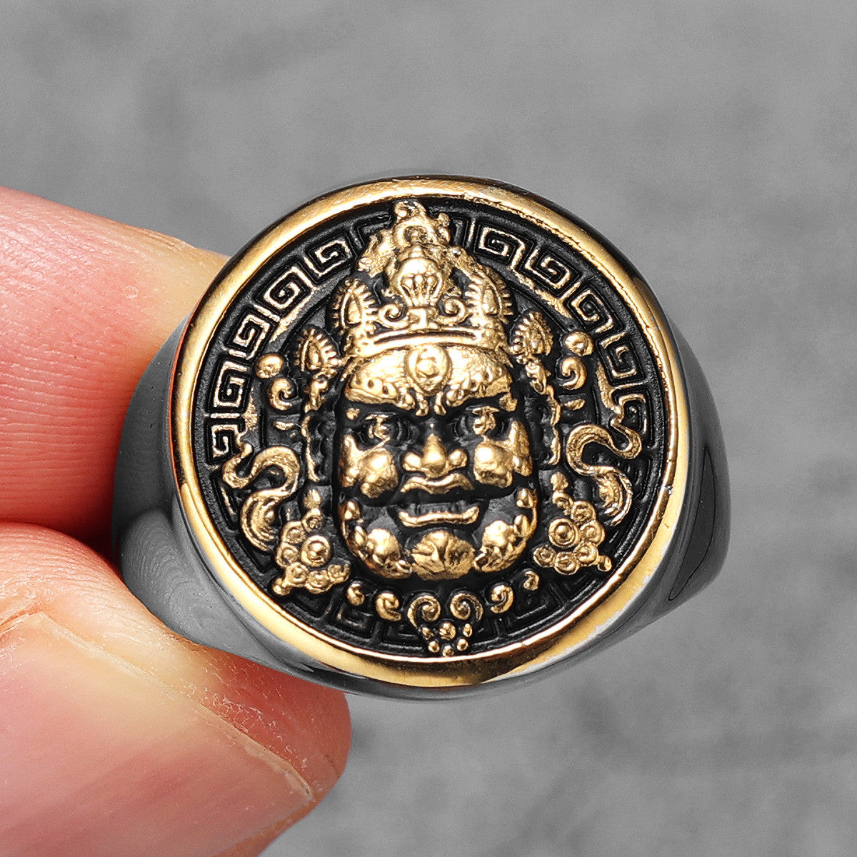 Zhong Kui | 14k Gold Over Stainless Steel Vanquisher of  Evil Beings Mythology Rings